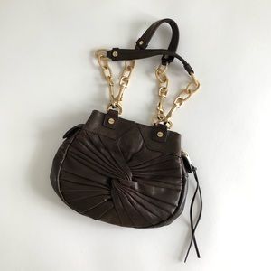 Vintage Alexisuospny Brown Gold Chain Bag
